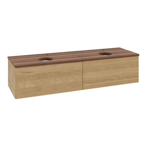 V&B Waschtischunterschrank ohne Frontstruktur, mit Beleuchtung Antao 160x50cm, HL, WBP-farbe w. wal, hon. Oa