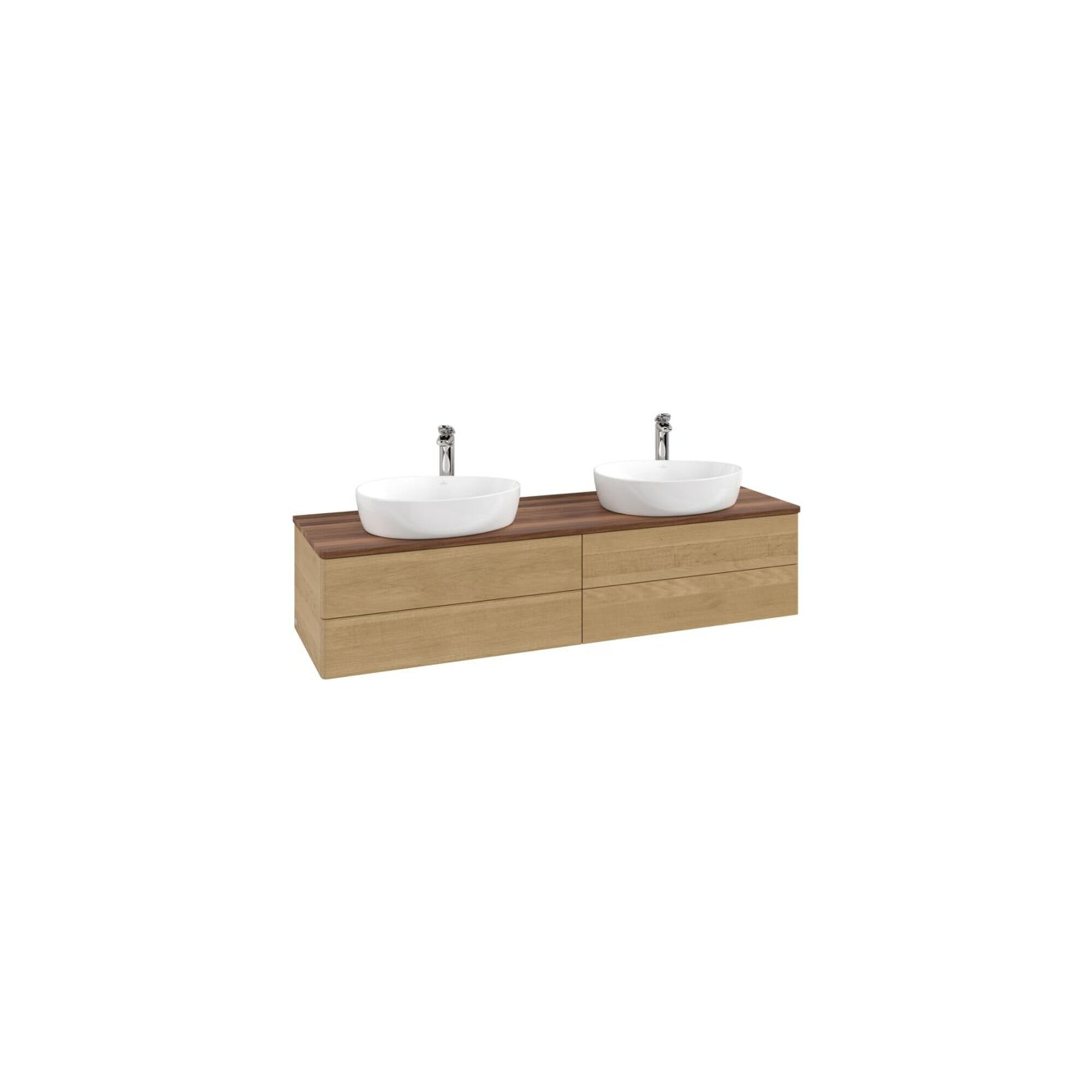 V&B Waschtischunterschrank ohne Frontstruktur, mit Beleuchtung Antao 160x50cm, HL, WBP-farbe w. wal, hon. oak ; Villeroy & Boch