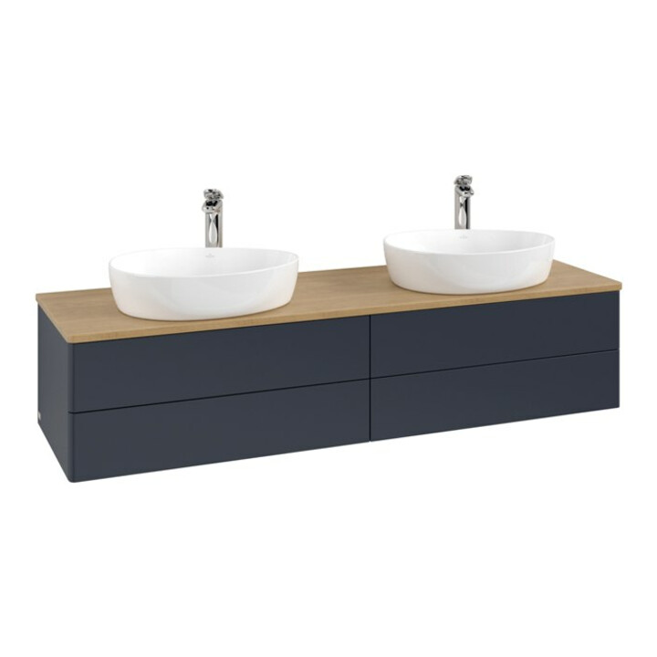 V&B Waschtischunterschrank ohne Frontstruktur, mit Beleuchtung Antao 160x50cm, HL, WBP hon. Oa, md bl. m Lac