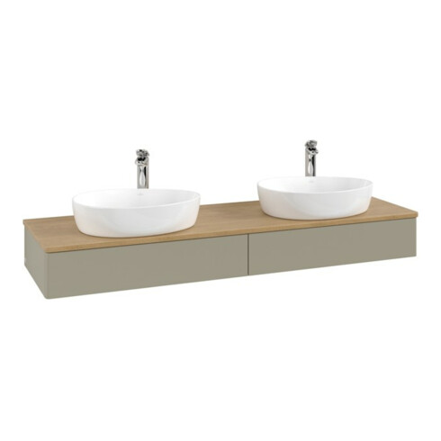V&B Waschtischunterschrank ohne Frontstruktur, mit Beleuchtung Antao 160x50cm, HL, WBP hon. Oa, st. Gr m Lac