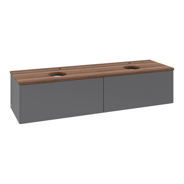 V&B Waschtischunterschrank ohne Frontstruktur, mit Beleuchtung Antao 160x50cm, HL, WBP w. wal, Anthrac. m Lac