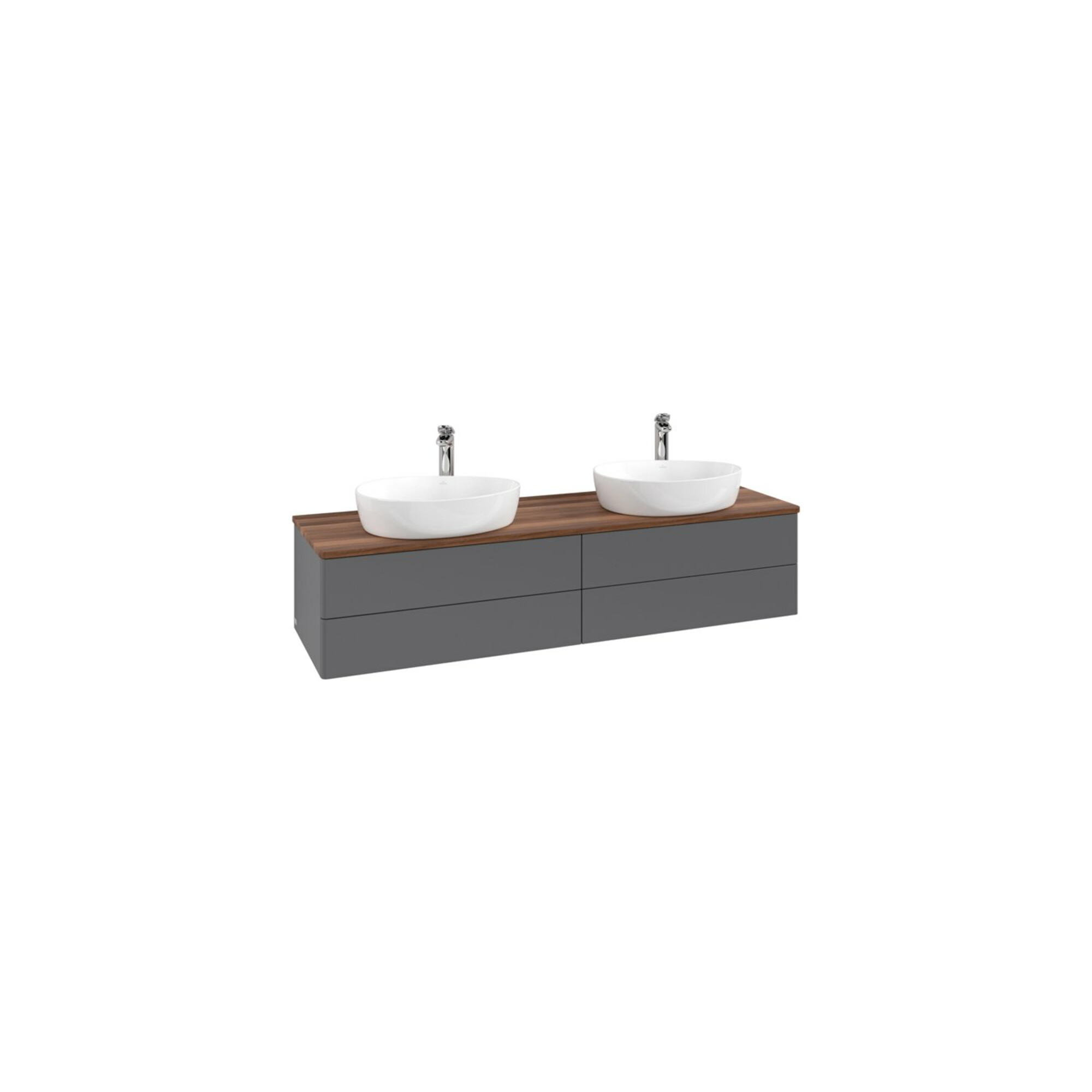 V&B Waschtischunterschrank ohne Frontstruktur, mit Beleuchtung Antao 160x50cm, HL, WBP w. wal, Anthrac. m Lac ; Villeroy & Boch