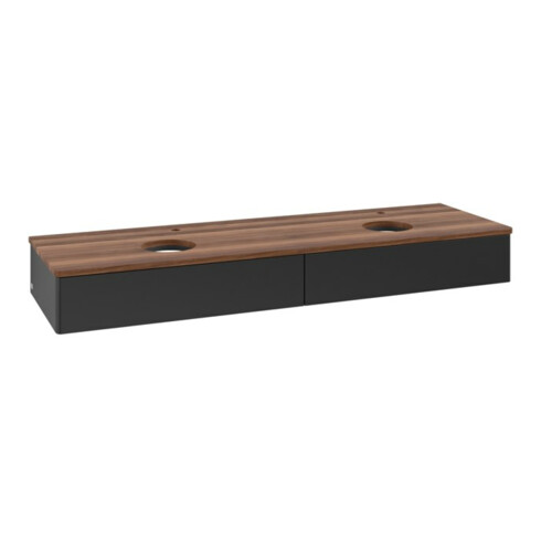 V&B Waschtischunterschrank ohne Frontstruktur, mit Beleuchtung Antao 160x50cm, HL, WBP w. wal, bla m Lac