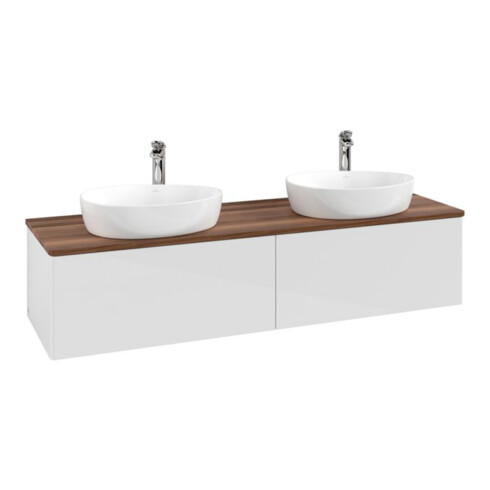 V&B Waschtischunterschrank ohne Frontstruktur, mit Beleuchtung Antao 160x50cm, HL, WBP w. wal, glo wh. Lac