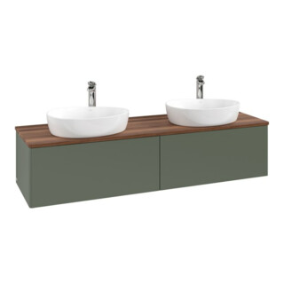 V&B Waschtischunterschrank ohne Frontstruktur, mit Beleuchtung Antao 160x50cm, HL, WBP w. wal, lea gre. m Lac