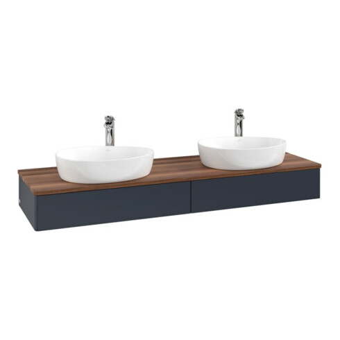 V&B Waschtischunterschrank ohne Frontstruktur, mit Beleuchtung Antao 160x50cm, HL, WBP w. wal, md bl. m Lac