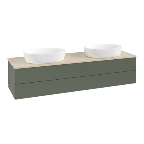 V&B Waschtischunterschrank ohne Frontstruktur, mit Beleuchtung Antao 160x50cm, WBP botti., lea gre. m Lac