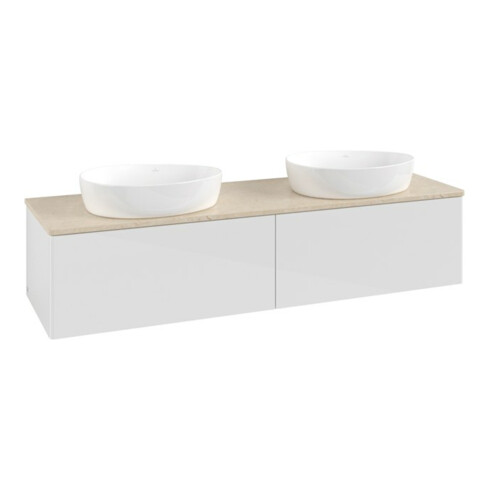 V&B Waschtischunterschrank ohne Frontstruktur, mit Beleuchtung Antao 160x50cm, WBP-farbe botti., glo wh. Lac
