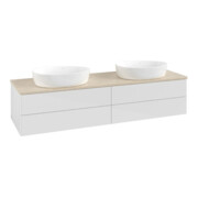 V&B Waschtischunterschrank ohne Frontstruktur, mit Beleuchtung Antao 160x50cm, WBP-farbe botti., glo wh. Lac