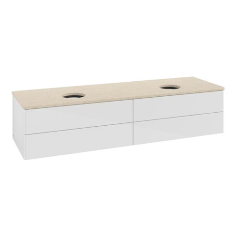 V&B Waschtischunterschrank ohne Frontstruktur, mit Beleuchtung Antao 160x50cm, WBP-farbe botti., glo wh. Lac