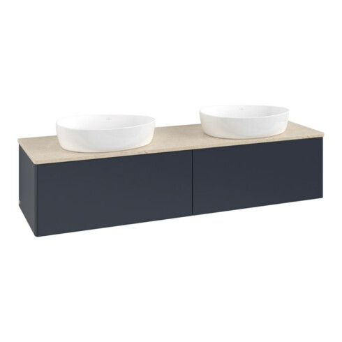 V&B Waschtischunterschrank ohne Frontstruktur, mit Beleuchtung Antao 160x50cm, WBP-farbe botti., md bl. m Lac