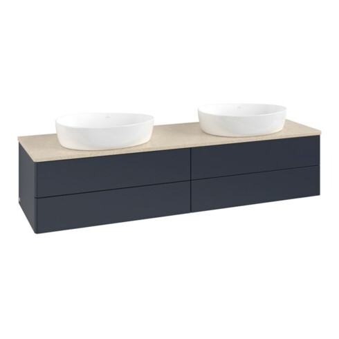 V&B Waschtischunterschrank ohne Frontstruktur, mit Beleuchtung Antao 160x50cm, WBP-farbe botti., md bl. m Lac