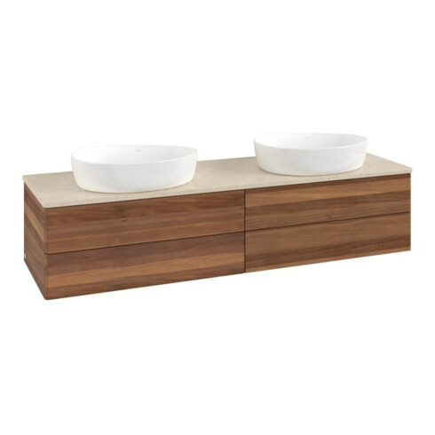 V&B Waschtischunterschrank ohne Frontstruktur, mit Beleuchtung Antao 160x50cm, WBP-farbe botti., warm walnut