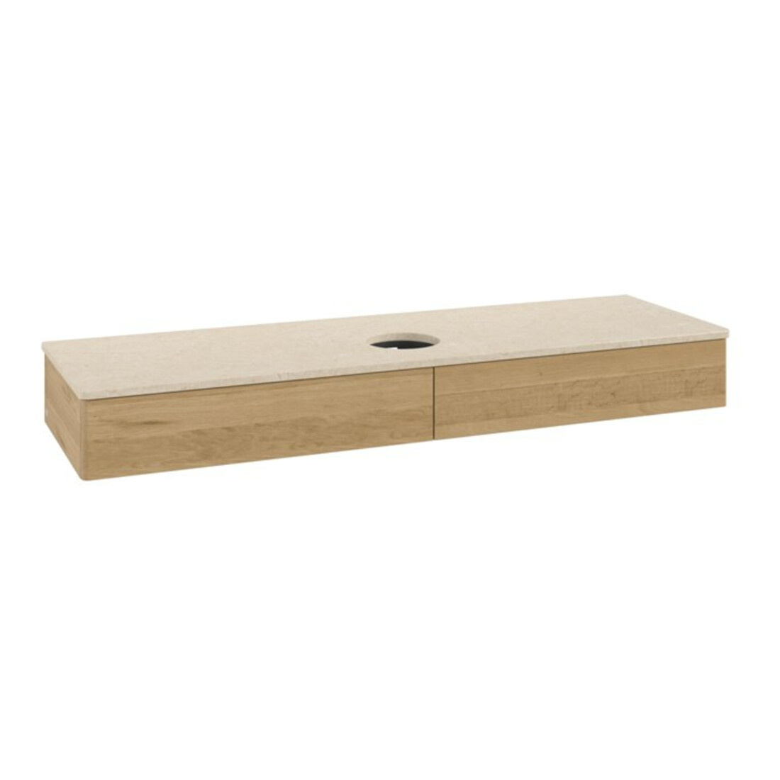 V&B Waschtischunterschrank ohne Frontstruktur, mit Beleuchtung Antao 160x50cm, WBP-farbe botticino, honey oak