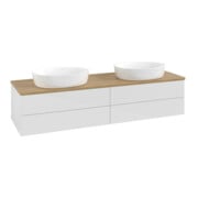 V&B Waschtischunterschrank ohne Frontstruktur, mit Beleuchtung Antao 160x50cm, WBP-farbe hon. Oa, glo wh. Lac