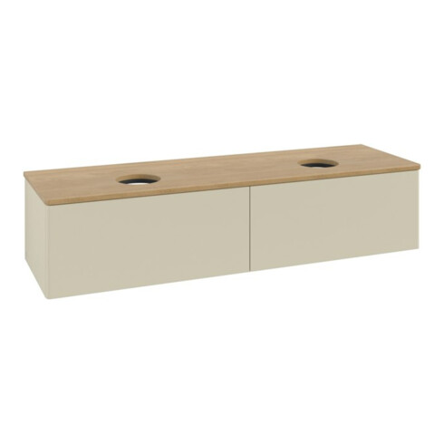 V&B Waschtischunterschrank ohne Frontstruktur, mit Beleuchtung Antao 160x50cm, WBP-farbe hon. Oa, si Gr m Lac
