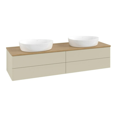 V&B Waschtischunterschrank ohne Frontstruktur, mit Beleuchtung Antao 160x50cm, WBP-farbe hon. Oa, si Gr m Lac