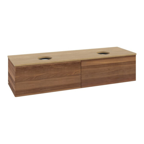 V&B Waschtischunterschrank ohne Frontstruktur, mit Beleuchtung Antao 160x50cm, WBP-farbe hon. Oa, warm walnut