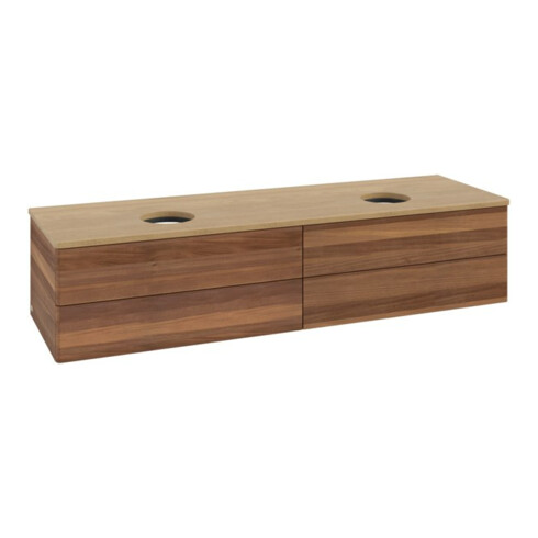 V&B Waschtischunterschrank ohne Frontstruktur, mit Beleuchtung Antao 160x50cm, WBP-farbe hon. Oa, warm walnut