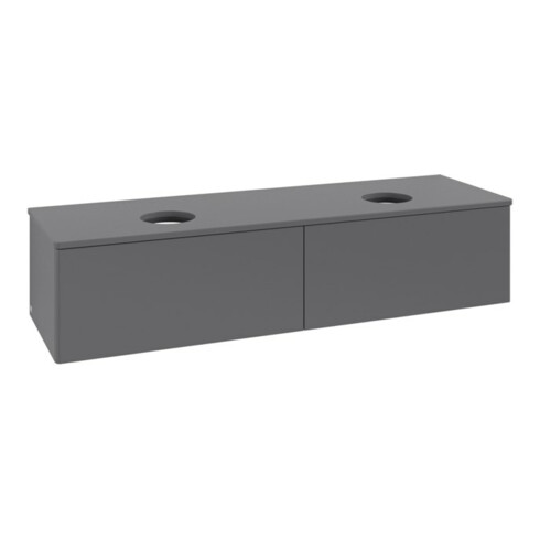 V&B Waschtischunterschrank ohne Frontstruktur, mit Beleuchtung Antao 160x50cm, WBP-farbe Lac, Anthrac. m Lac
