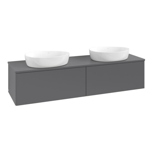 V&B Waschtischunterschrank ohne Frontstruktur, mit Beleuchtung Antao 160x50cm, WBP-farbe Lac, Anthrac. m Lac