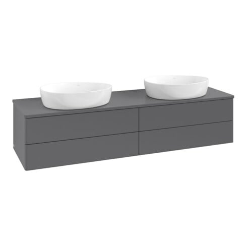 V&B Waschtischunterschrank ohne Frontstruktur, mit Beleuchtung Antao 160x50cm, WBP-farbe Lac, Anthrac. m Lac