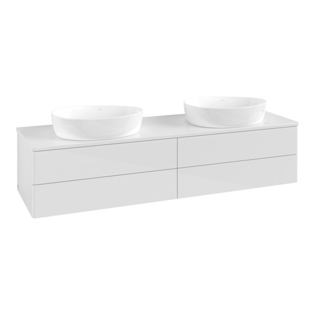 V&B Waschtischunterschrank ohne Frontstruktur, mit Beleuchtung Antao 160x50cm, WBP-farbe Lac, glo wh. lacquer
