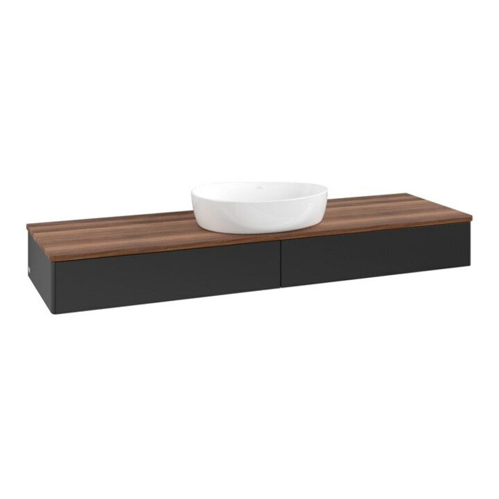 V&B Waschtischunterschrank ohne Frontstruktur, mit Beleuchtung Antao 160x50cm, WBP-farbe w. wal, bla m Lac