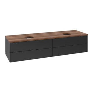 V&B Waschtischunterschrank ohne Frontstruktur, mit Beleuchtung Antao 160x50cm, WBP-farbe w. wal, bla m Lac