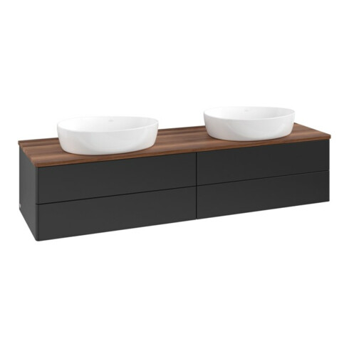 V&B Waschtischunterschrank ohne Frontstruktur, mit Beleuchtung Antao 160x50cm, WBP-farbe w. wal, bla m Lac