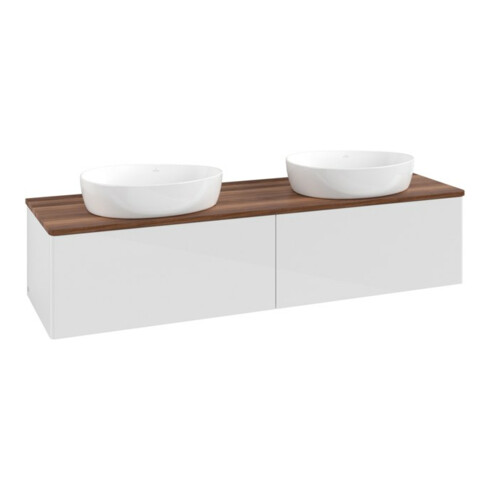 V&B Waschtischunterschrank ohne Frontstruktur, mit Beleuchtung Antao 160x50cm, WBP-farbe w. wal, glo wh. Lac