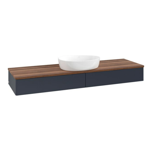 V&B Waschtischunterschrank ohne Frontstruktur, mit Beleuchtung Antao 160x50cm, WBP-farbe w. wal, md bl. m Lac