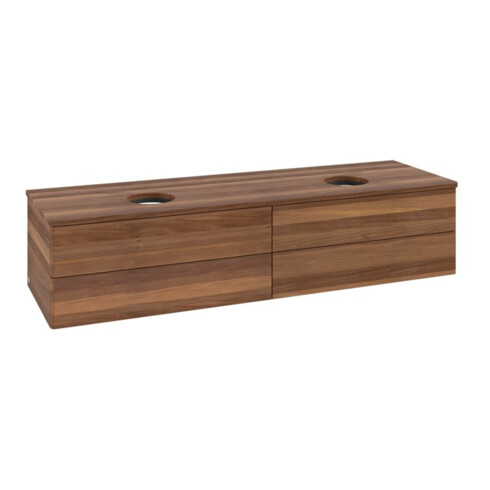 V&B Waschtischunterschrank ohne Frontstruktur, mit Beleuchtung Antao 160x50cm, WBP-farbe w. wal, warm walnut