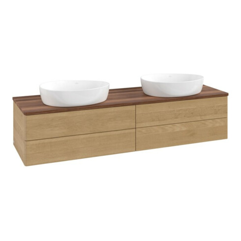 V&B Waschtischunterschrank ohne Frontstruktur, mit Beleuchtung Antao 160x50cm, WBP-farbe w. walnut, honey oak