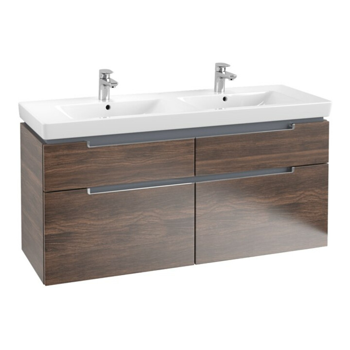 V&B Waschtischunterschrank Subway 2.0 128,7x59x44,9cm, Gr. chrom, arizona oak