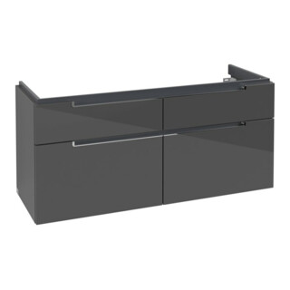 V&B Waschtischunterschrank Subway 2.0 128,7x59x44,9cm, Gr. chrom, glossy grey