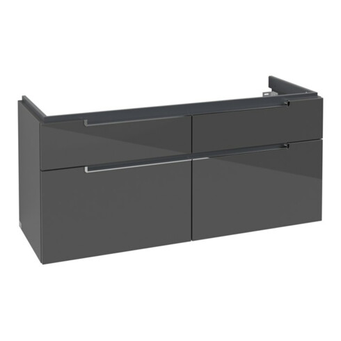 V&B Waschtischunterschrank Subway 2.0 128,7x59x44,9cm, Gr. chrom, glossy grey