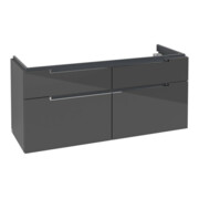 V&B Waschtischunterschrank Subway 2.0 128,7x59x44,9cm, Gr. chrom, glossy grey