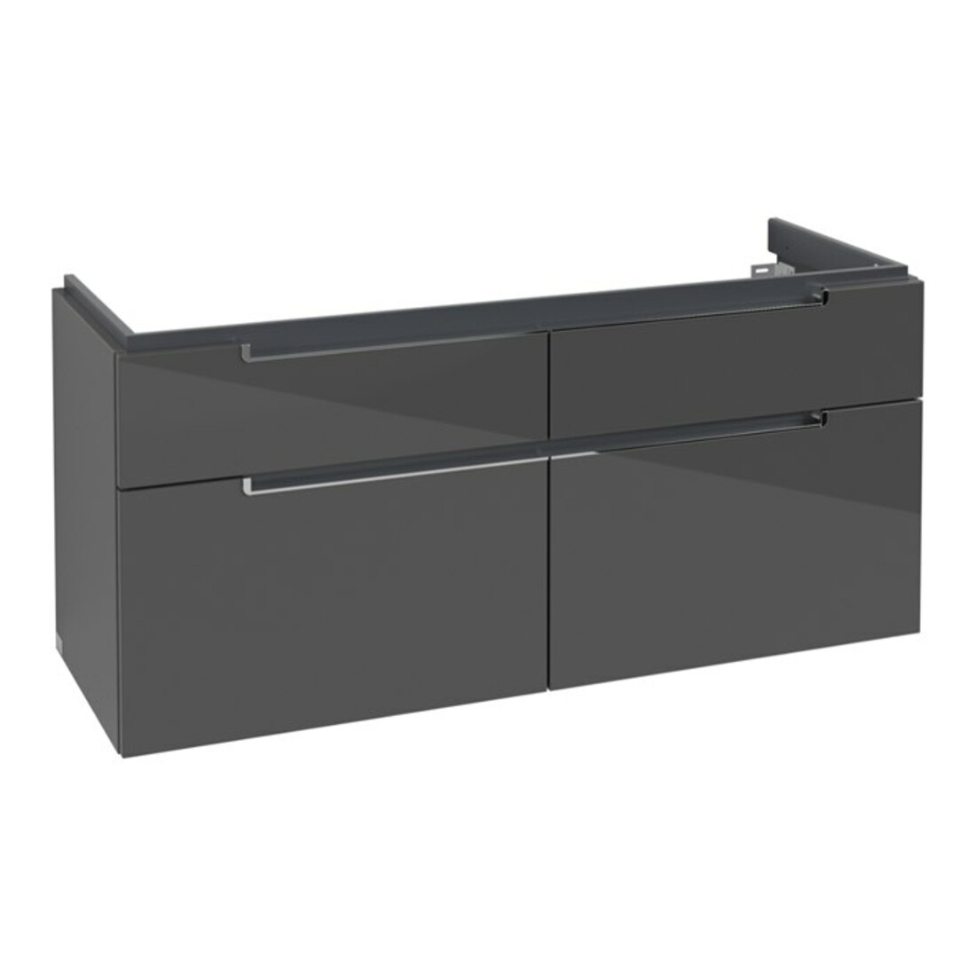 V&B Waschtischunterschrank Subway 2.0 128,7x59x44,9cm, Gr. chrom, glossy grey