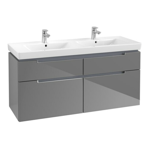 V&B Waschtischunterschrank Subway 2.0 128,7x59x44,9cm, Gr. chrom, glossy grey