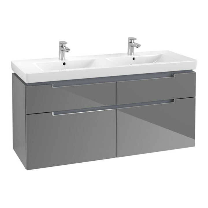V&B Waschtischunterschrank Subway 2.0 128,7x59x44,9cm, Gr. chrom, glossy grey