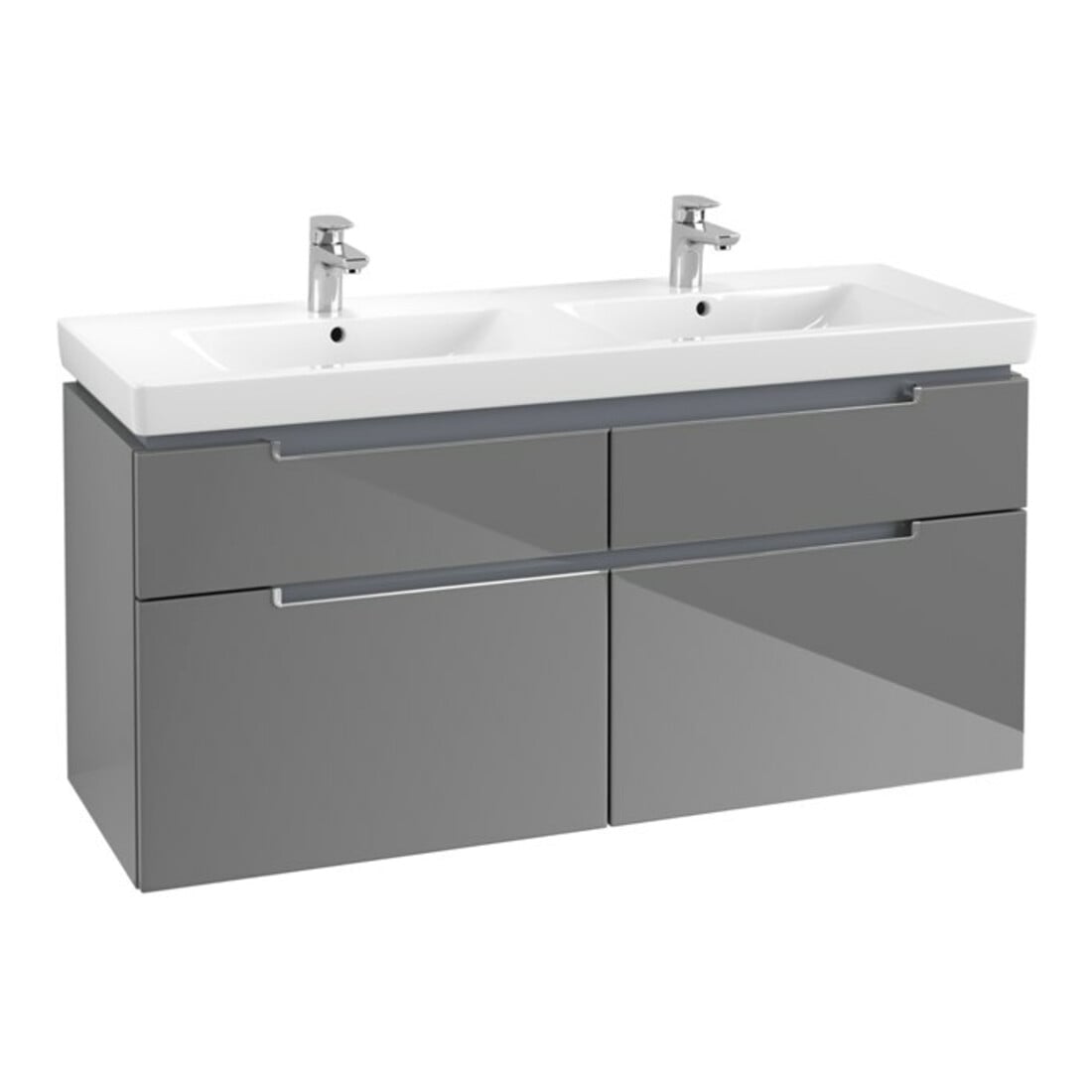 V&B Waschtischunterschrank Subway 2.0 128,7x59x44,9cm, Gr. chrom, glossy grey