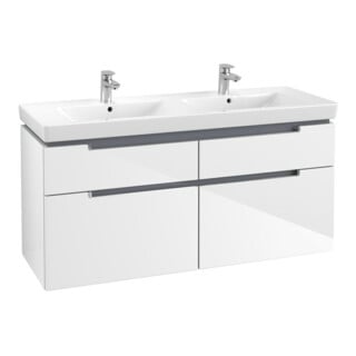 V&B Waschtischunterschrank Subway 2.0 128,7x59x44,9cm, Gr. chrom, glossy white