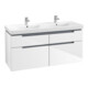 V&B Waschtischunterschrank Subway 2.0 128,7x59x44,9cm, Gr. chrom, glossy white-1