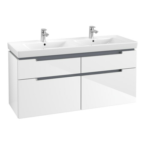 V&B Waschtischunterschrank Subway 2.0 128,7x59x44,9cm, Gr. chrom, glossy white