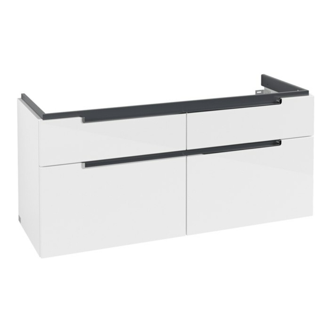 V&B Waschtischunterschrank Subway 2.0 128,7x59x44,9cm, Gr. chrom, glossy white