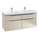 V&B Waschtischunterschrank Subway 2.0 128,7x59x44,9cm, Griff chrom, soft grey-1