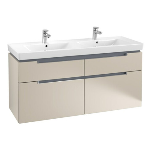 V&B Waschtischunterschrank Subway 2.0 128,7x59x44,9cm, Griff chrom, soft grey