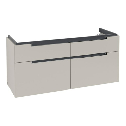 V&B Waschtischunterschrank Subway 2.0 128,7x59x44,9cm, Griff chrom, soft grey