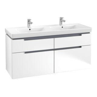 V&B Waschtischunterschrank Subway 2.0 128,7x59x44,9cm, Griff chrom, weiß matt